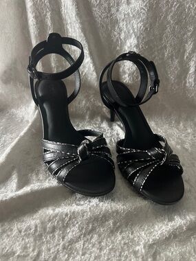 Coach Black Knotted Ankle-Strap Heels
